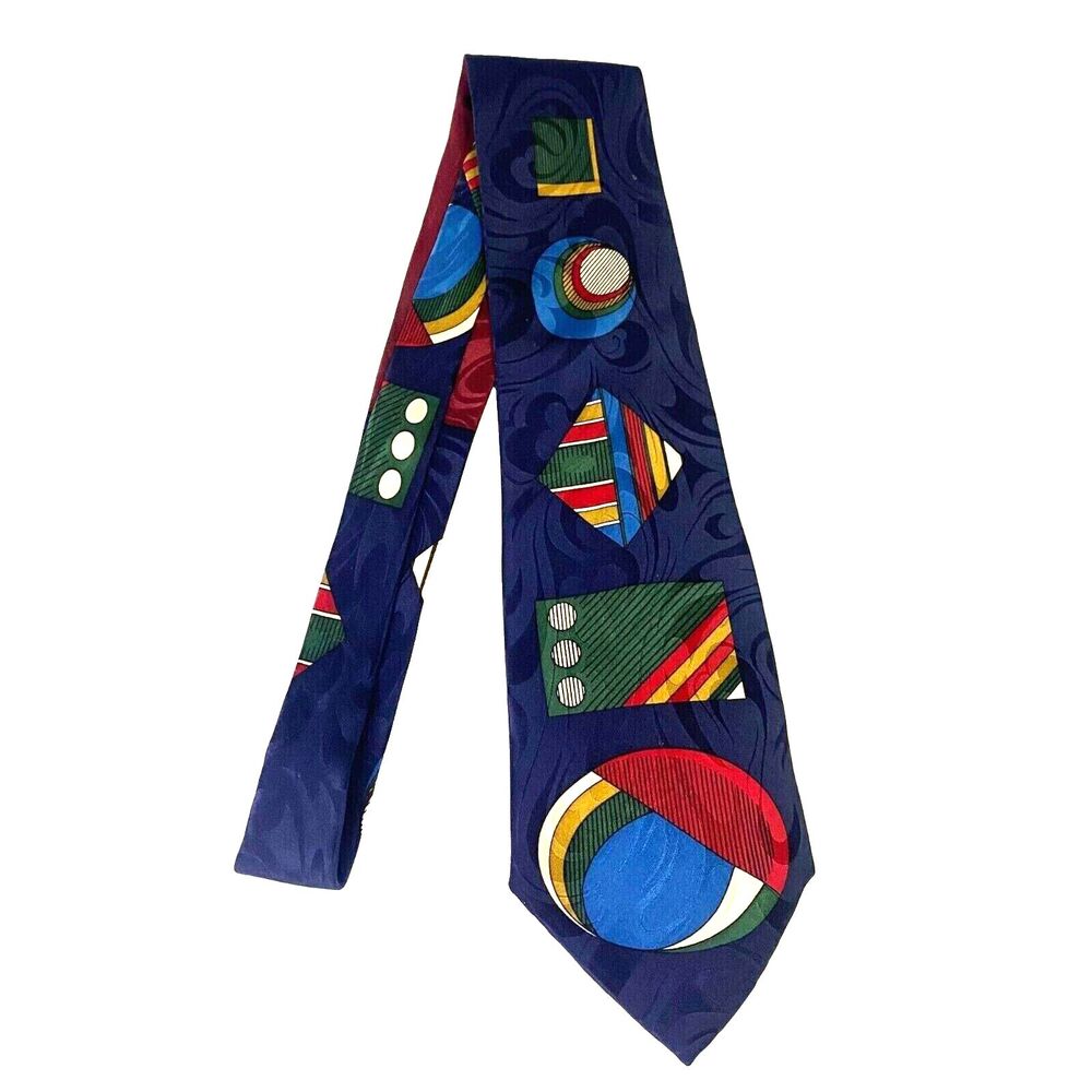 #6611 Albert Nipon Multicolored Abstract Pattern Mens Necktie. Tie